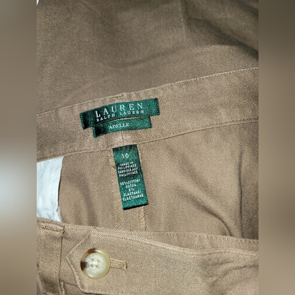 New Lauren Ralph Lauren Womens Brown Adelle Stretch Cotton Straight Leg Pants 16 - Picture 14 of 15